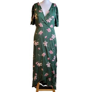 Umgee USA Small Dress women maxi open wrap tassel soft button belt flower